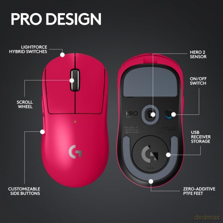 Logitech - G PRO X SUPERLIGHT 2 LIGHTSPEED Gaming Mouse, Magenta