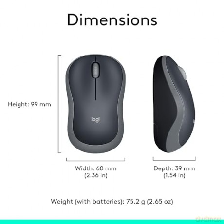 Logitech - M185 Mouse USB Grey Wireless