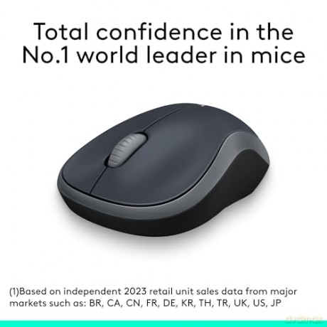 Logitech - M185 Mouse USB Grey Wireless