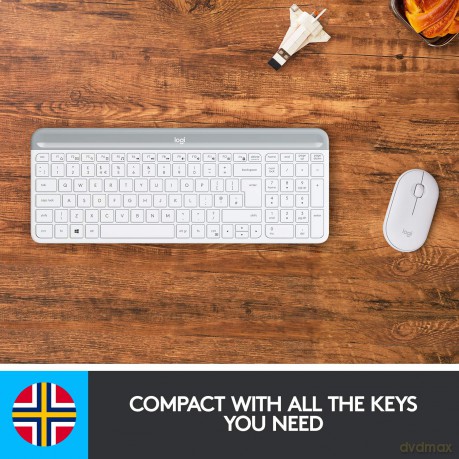 LOGITECH Slim Wireless Keyboard and Mouse Combo MK470 - OFFWHITE - NORDIC