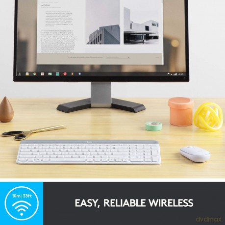 LOGITECH Slim Wireless Keyboard and Mouse Combo MK470 - OFFWHITE - NORDIC