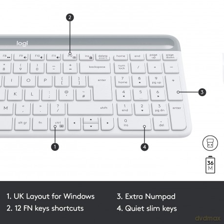 LOGITECH Slim Wireless Keyboard and Mouse Combo MK470 - OFFWHITE - NORDIC