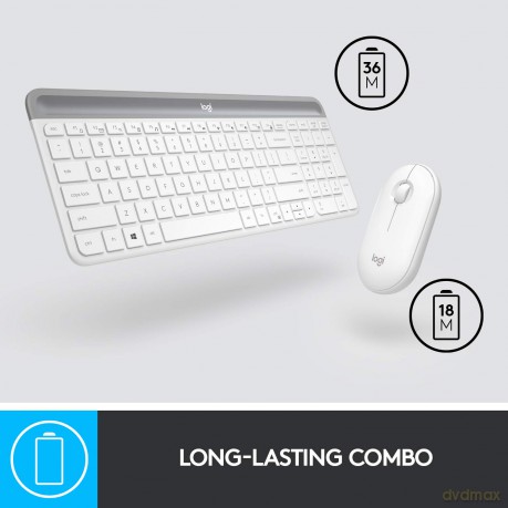 LOGITECH Slim Wireless Keyboard and Mouse Combo MK470 - OFFWHITE - NORDIC
