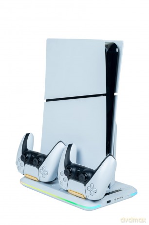 Nacon Charging Station with Fan RGB/USB Hub/Fan, White PS5 Slim