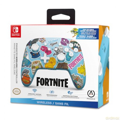 PowerA Enhanced Wireless Controller for Nintendo Switch - Fortnite Sticker Mania