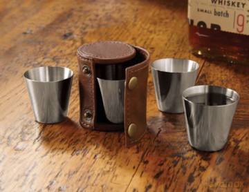 Shot Glasses With Leather Case