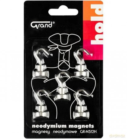 Magnesy neodymowe z haczykiem 12mm 5szt