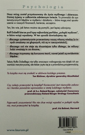 Sztuka Jasnego Myślenia Czyli 52 Błędy Poznawcze Które Lepiej Niech Popełniają Inni - Rolf Dobelli [KSIĄŻKA]