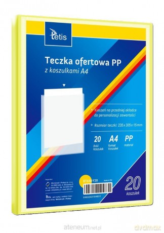 Teczka ofertowa A4 PP + 20 koszulek żółta