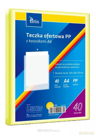 Teczka ofertowa A4 PP + 40 koszulek żółta