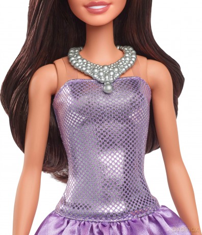 Barbie - Fashion Doll (Brown Hair & Purple Bubble Dress)