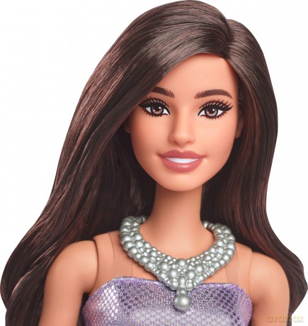 Barbie - Fashion Doll (Brown Hair & Purple Bubble Dress)