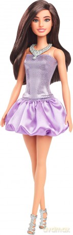 Barbie - Fashion Doll (Brown Hair & Purple Bubble Dress)