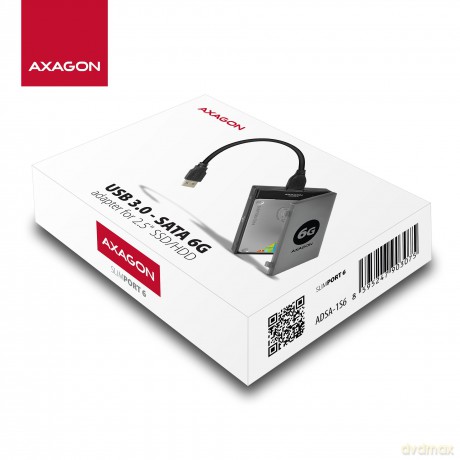 ADSA-1S6 Adapter USB 3.0 - SATA 6G do szybkiego przyłączenia 2.5" SSD/HDD, z pudełkiem