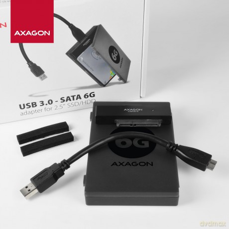 ADSA-1S6 Adapter USB 3.0 - SATA 6G do szybkiego przyłączenia 2.5" SSD/HDD, z pudełkiem
