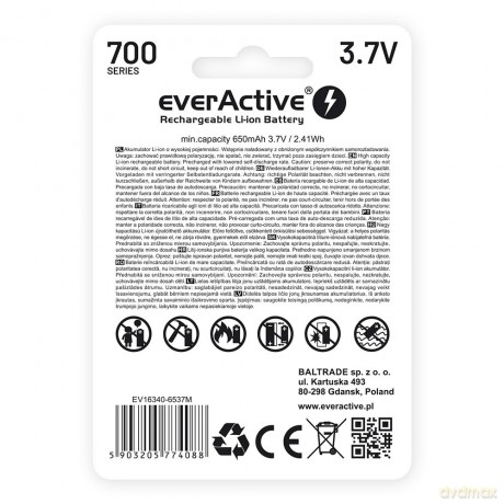 Akumulator 16340 3,7V Li-ion 700 mAh micro USB