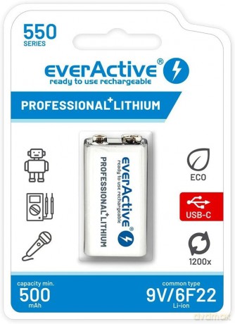 Akumulator 6F22/9V Li-ion 550 mAh USB-C