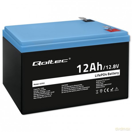 Akumulator LiFePO4 Litowo-Żelazowo-Fosforanowy | 12.8V | 12Ah | 153.6Wh | BMS