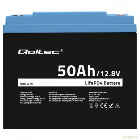 Akumulator LiFePO4 Litowo-Żelazowo-Fosforanowy | 12.8V | 50Ah | 640Wh | BMS