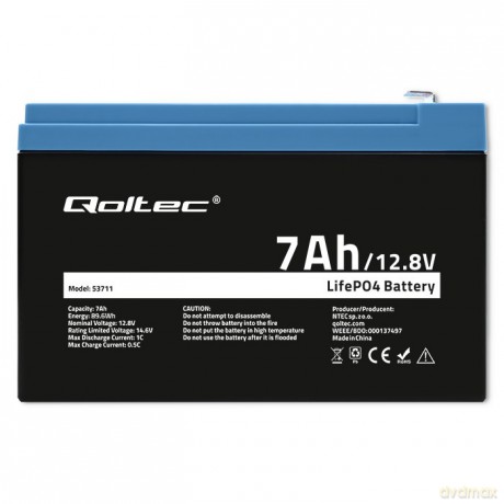 Akumulator LiFePO4 Litowo-Żelazowo-Fosforanowy | 12.8V | 7Ah | 89.6Wh | BMS
