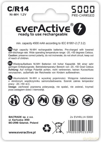 Akumulatorki R14/C NI-MH 5000 mAh 2 szt. ready to use