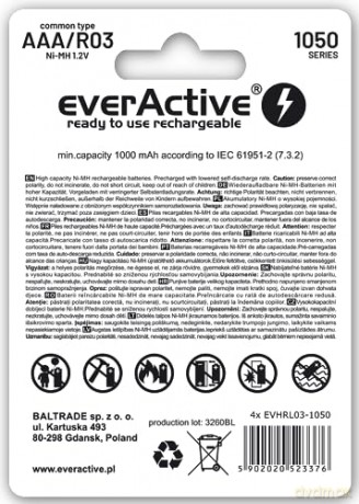 Akumulatory paluszki R03/AAA 1000 mAH blister 4 szt.