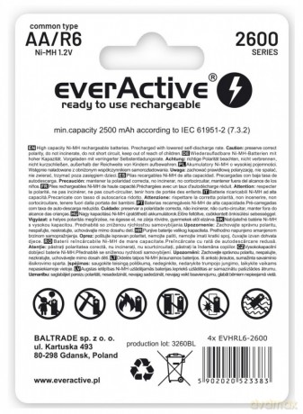 Akumulatory paluszki R6/AA 2600 mAH, blister 4 szt.