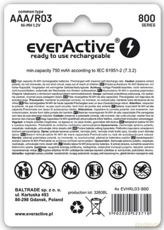 Akumulatory R03/AAA 800 mAH blister 2 szt. technologia Ready To Use