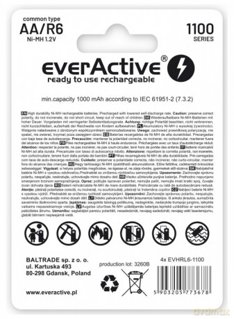 Akumulatory R6/AA 1100 mAH, blister 4 SZT. INFINITY LINE, technologia ready to use