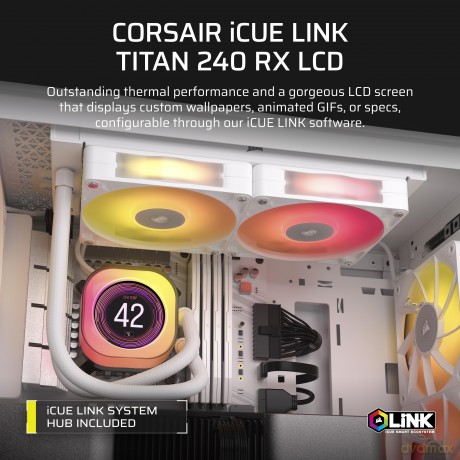 Chłodzenie CPU iCUE LINK TITAN 240 RX LCD AIO 240mm białe