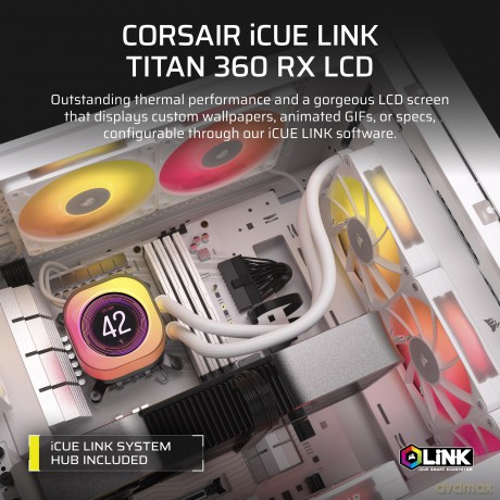 Chłodzenie CPU iCUE LINK TITAN 360 RX LCD AIO 360mm białe