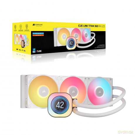 Chłodzenie CPU iCUE LINK TITAN 360 RX LCD AIO 360mm białe