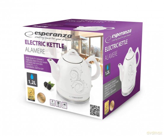 Czajnik elektryczny 1,2L ALAMERE ceramiczny szary
