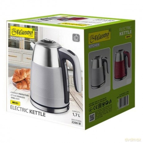 Czajnik elektryczny metalowy 1,7l 2200W MR-051-GREY