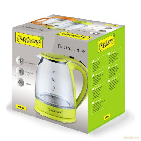 Czajnik elektryczny szklany 1,7l 2000W MR-064-GREEN