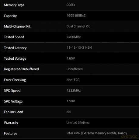 DDR3 16GB (2x8GB) RipjawsX 2400MHz CL11 XMP