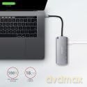 HMC-6M2 Wieloportowy hub USB-C 3.2 Gen 1, slot M.2 SATA + HDMI + GLAN + 2x USB-A + PD 100W