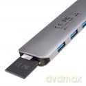 HMC-HCR3A Wieloportowy hub 3x USB-A + HDMI + SD/microSD, USB-C 3.2 Gen1, 20cm USB-C kabel