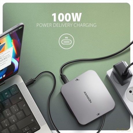 HMC-UFO Wieloportowy hub USB 9in1, 10Gbps, 2x USB-A, HDMI 4K/60Hz, M.2 NVMe/SATA, audio, PD 100W, SD/microSD, GLAN, 65cm USB-C kabel