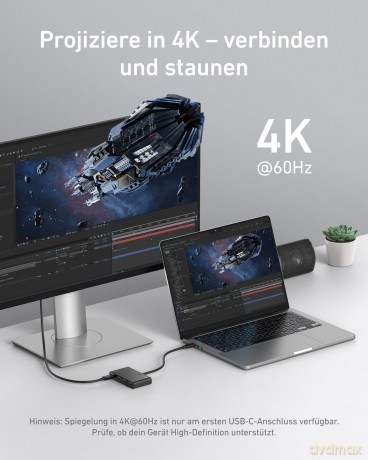 Hub 4w1 10Gbps USB-C Czarny