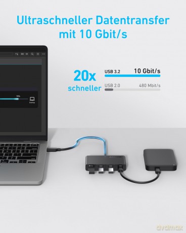 Hub 4w1 10Gbps USB-C Czarny