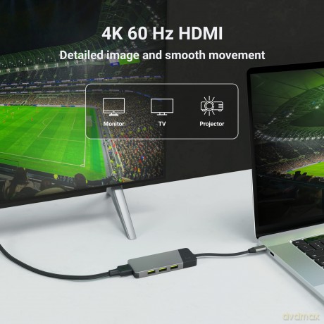 Hub adapter USB-C Connect 3xUSB 3.1 HDMI 4K 60Hz USB-C PD 85W