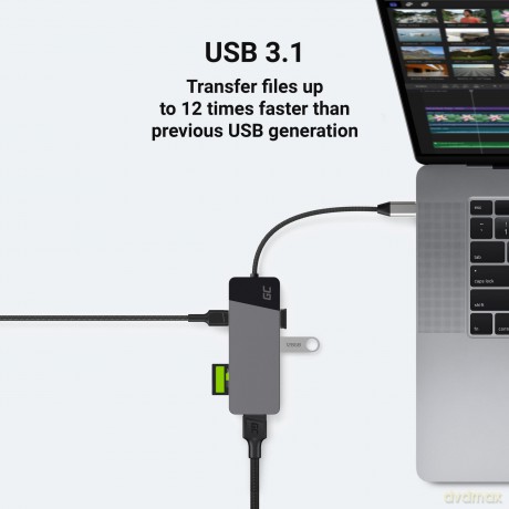 Hub adapter USB-C Connect 3xUSB 3.1 HDMI 4K 60Hz USB-C PD 85W