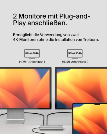 Hub USB-C 8w1 dual display