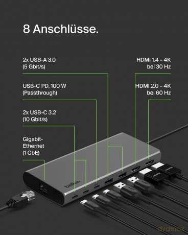 Hub USB-C 8w1 dual display