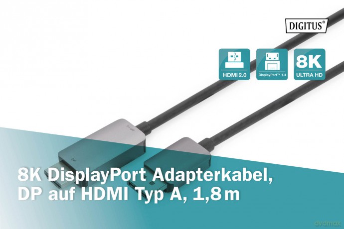 Kabel adapter DisplayPort - HDMI 8K 60Hz DP/HDMI M/M 1,8m
