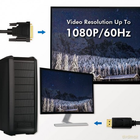 Kabel DisplayPort 1.2 do DVI 24+1, 1m, Czarny