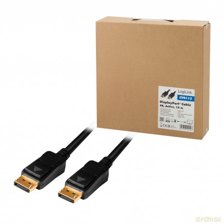 Kabel DisplayPort 1.2, 4K, 3D, aktywny, 15m