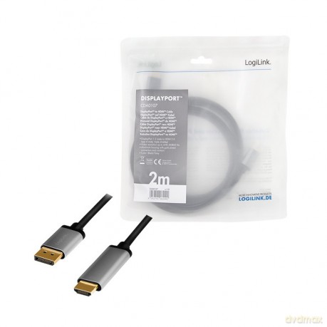 Kabel DisplayPort 4K/60 Hz,DP do HDMI aluminiowy 2m