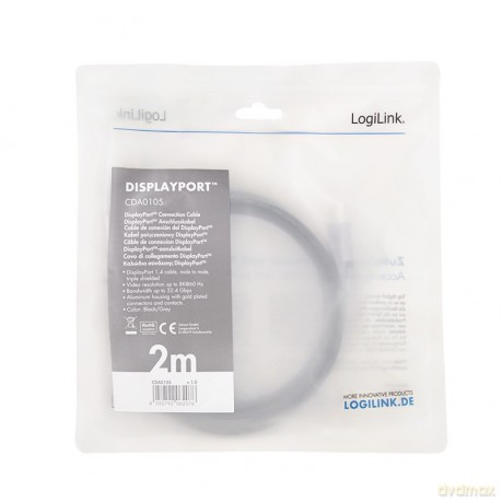 Kabel DisplayPort 8K/60 Hz,DP/M do DP/M aluminiowy 2m